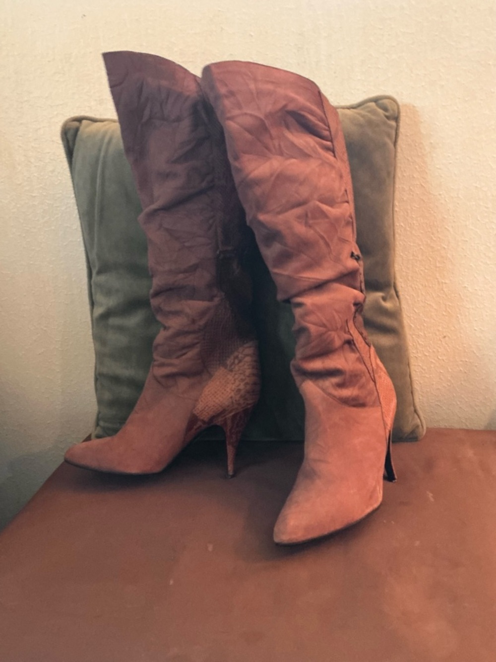 Naturalizer Rust Suede Over-the-Knee Stiletto Boots